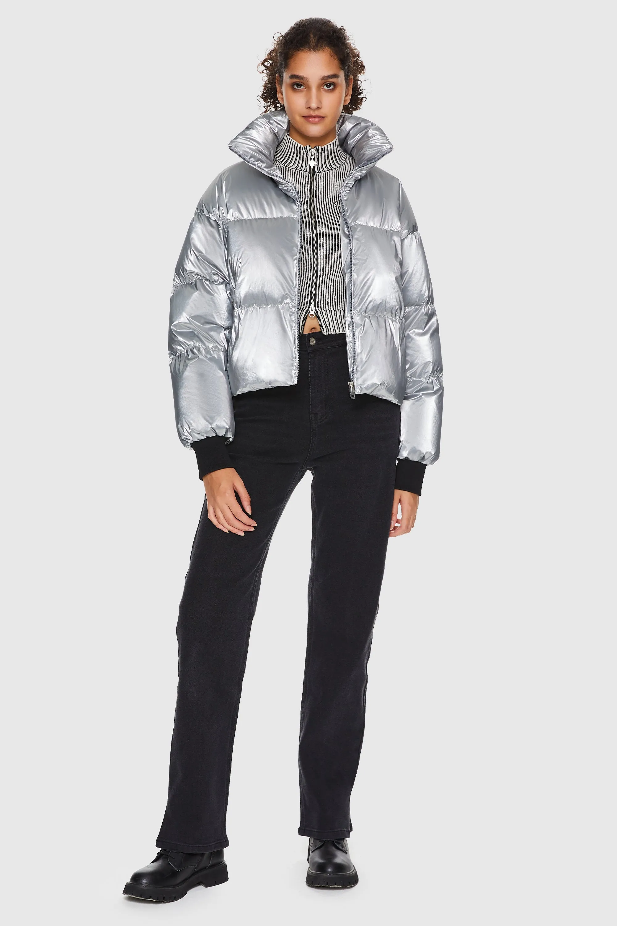 Puff-O Cosmos Chrome Cropped Puffer