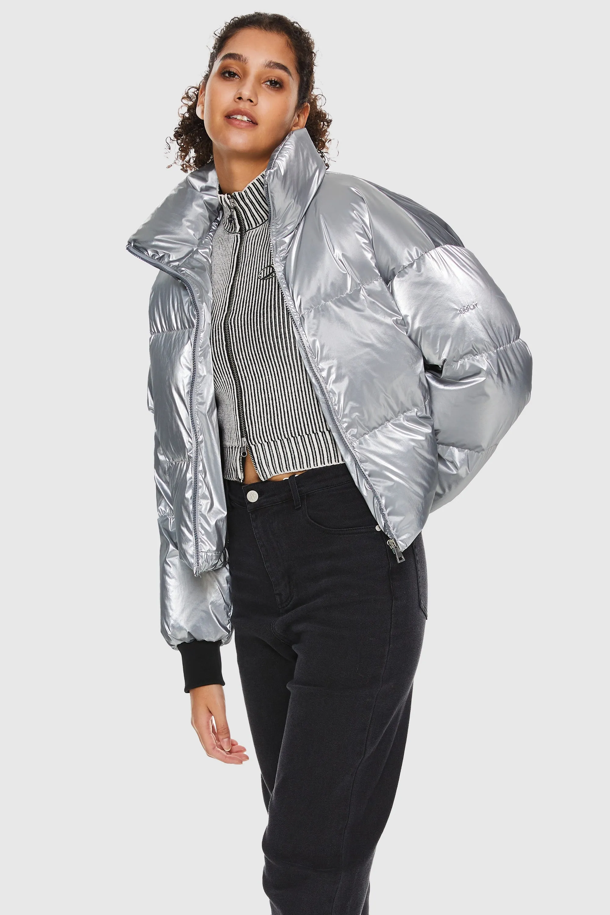 Puff-O Cosmos Chrome Cropped Puffer