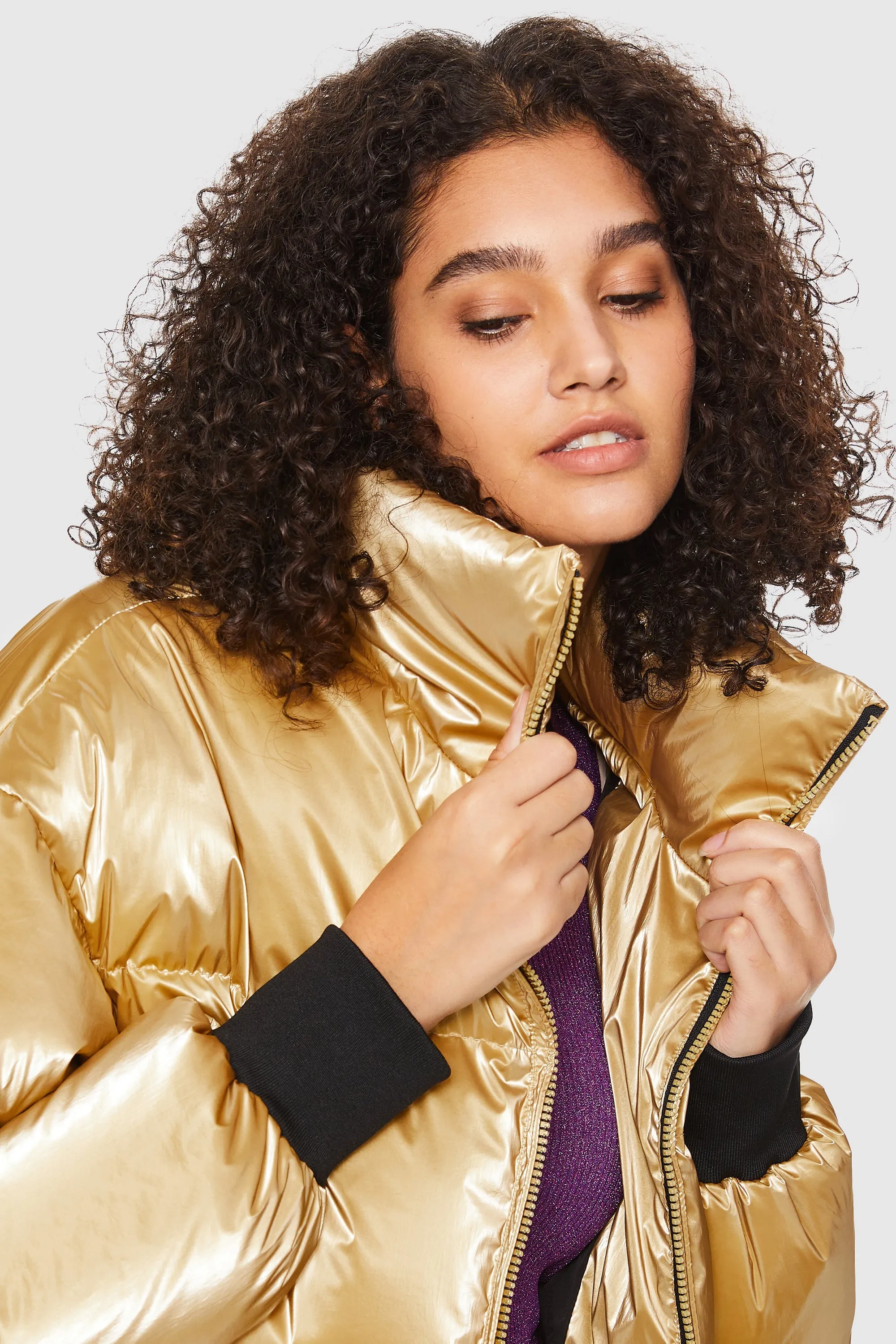 Puff-O Cosmos Chrome Cropped Puffer