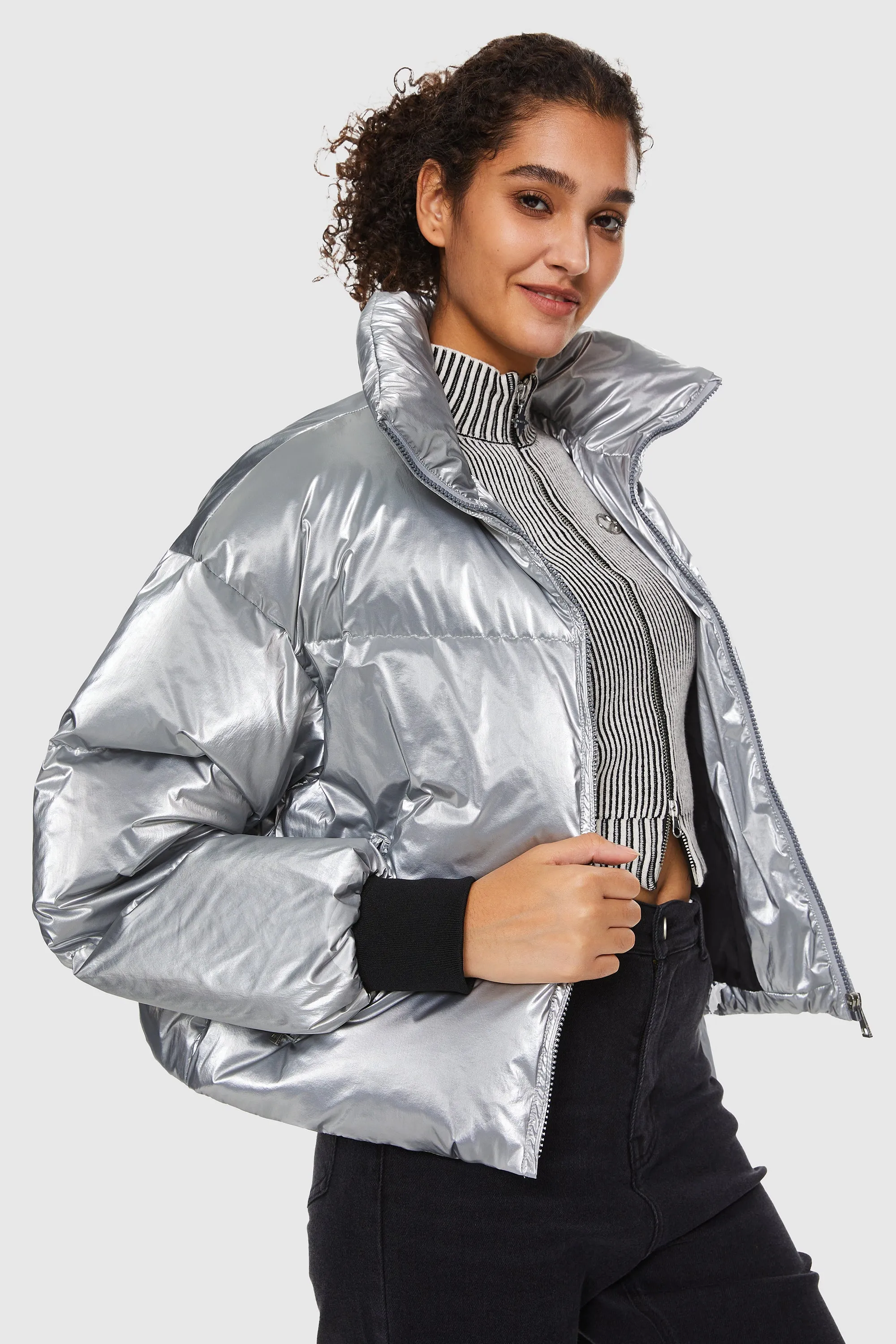 Puff-O Cosmos Chrome Cropped Puffer