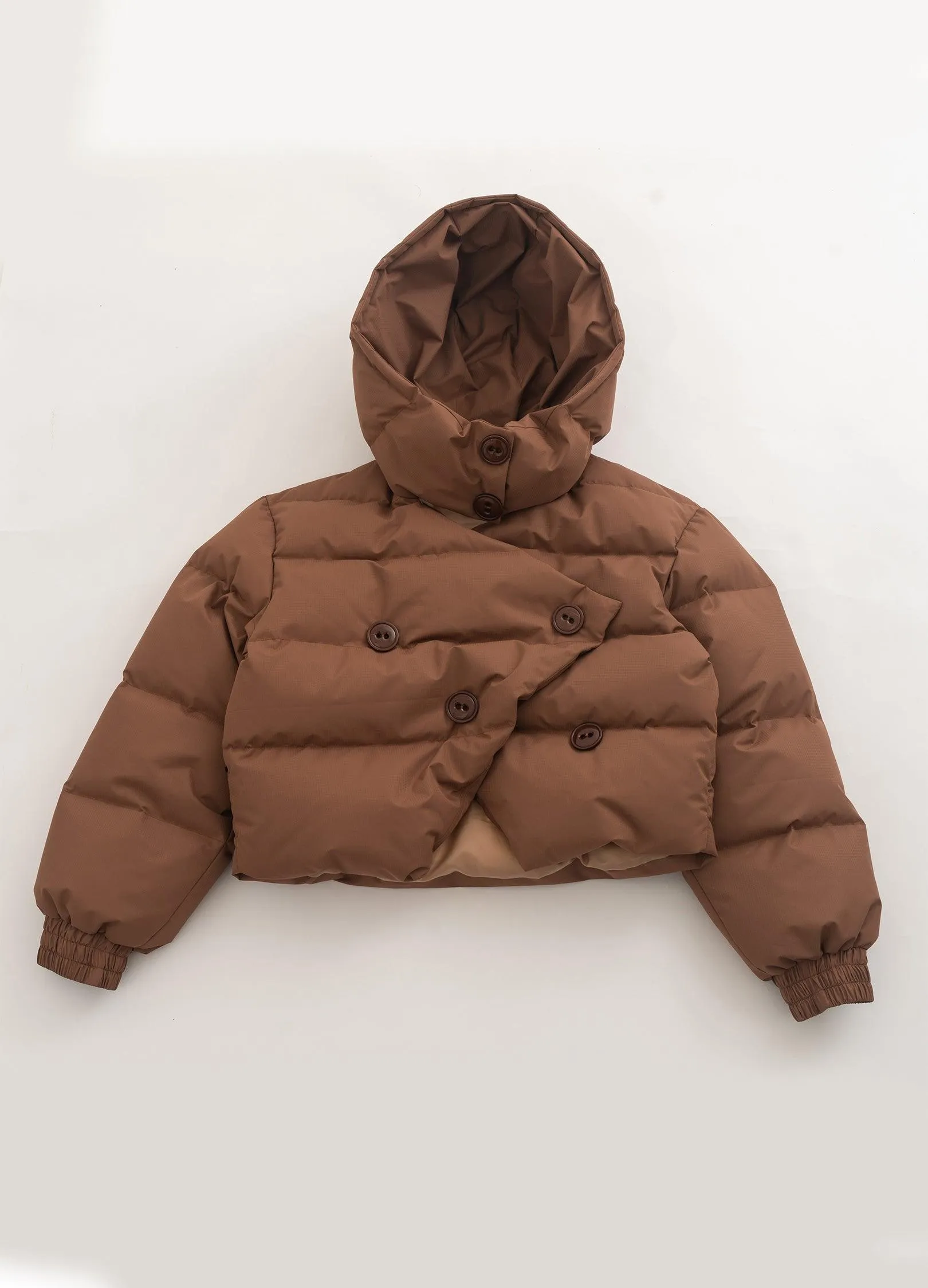 Puffy Almond Cropped Down Unisex Jacket