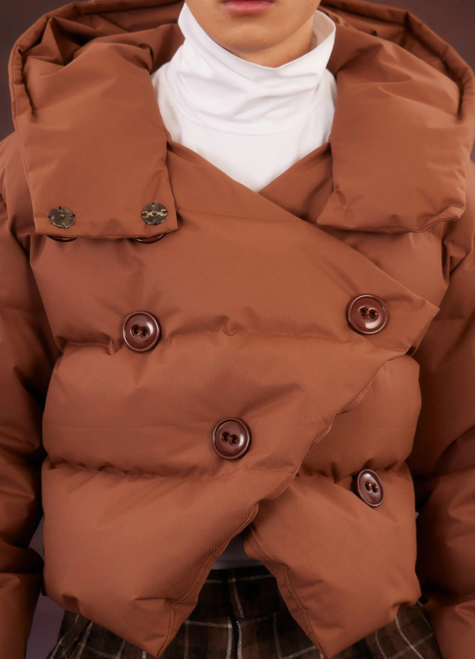 Puffy Almond Cropped Down Unisex Jacket