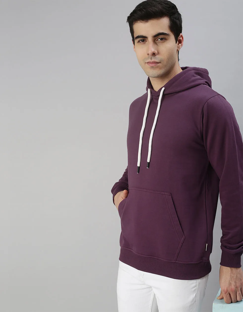 Purple Solid Regular Hoodie