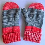 RED/GREY KNITTED POPPY MITTS (Adult and Youth Size options)