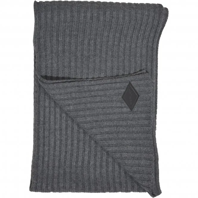 Ribbed Knit Scarf, Grey Melange