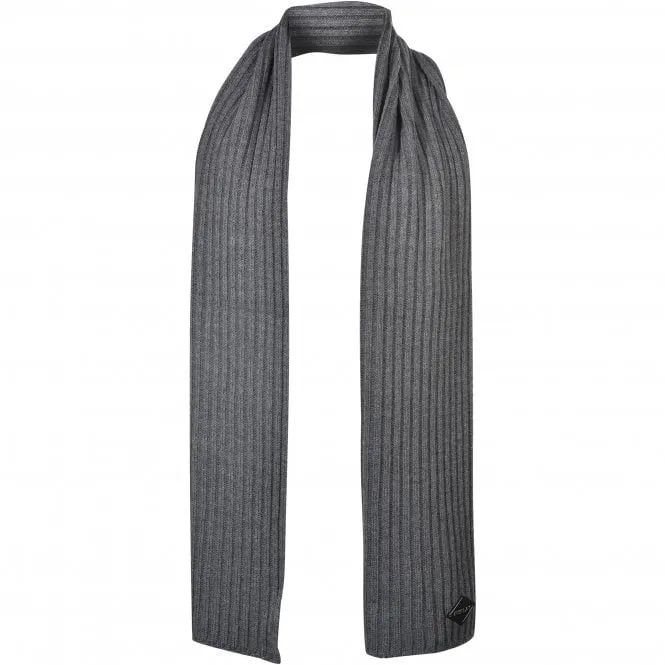 Ribbed Knit Scarf, Grey Melange