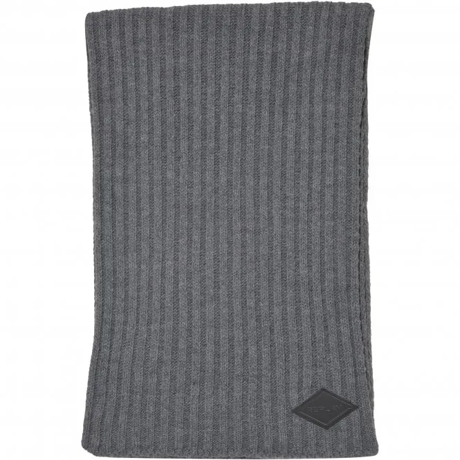 Ribbed Knit Scarf, Grey Melange