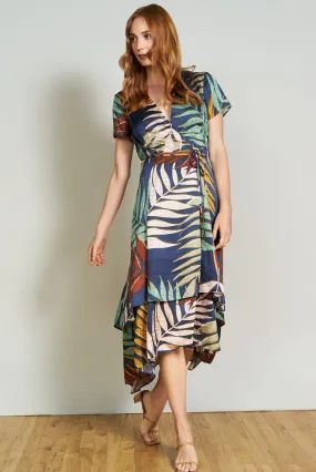 Rosa Dress in Navy Tropical Foliage