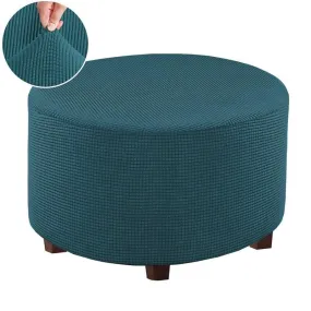 Round Ottoman Covers Lake Blue