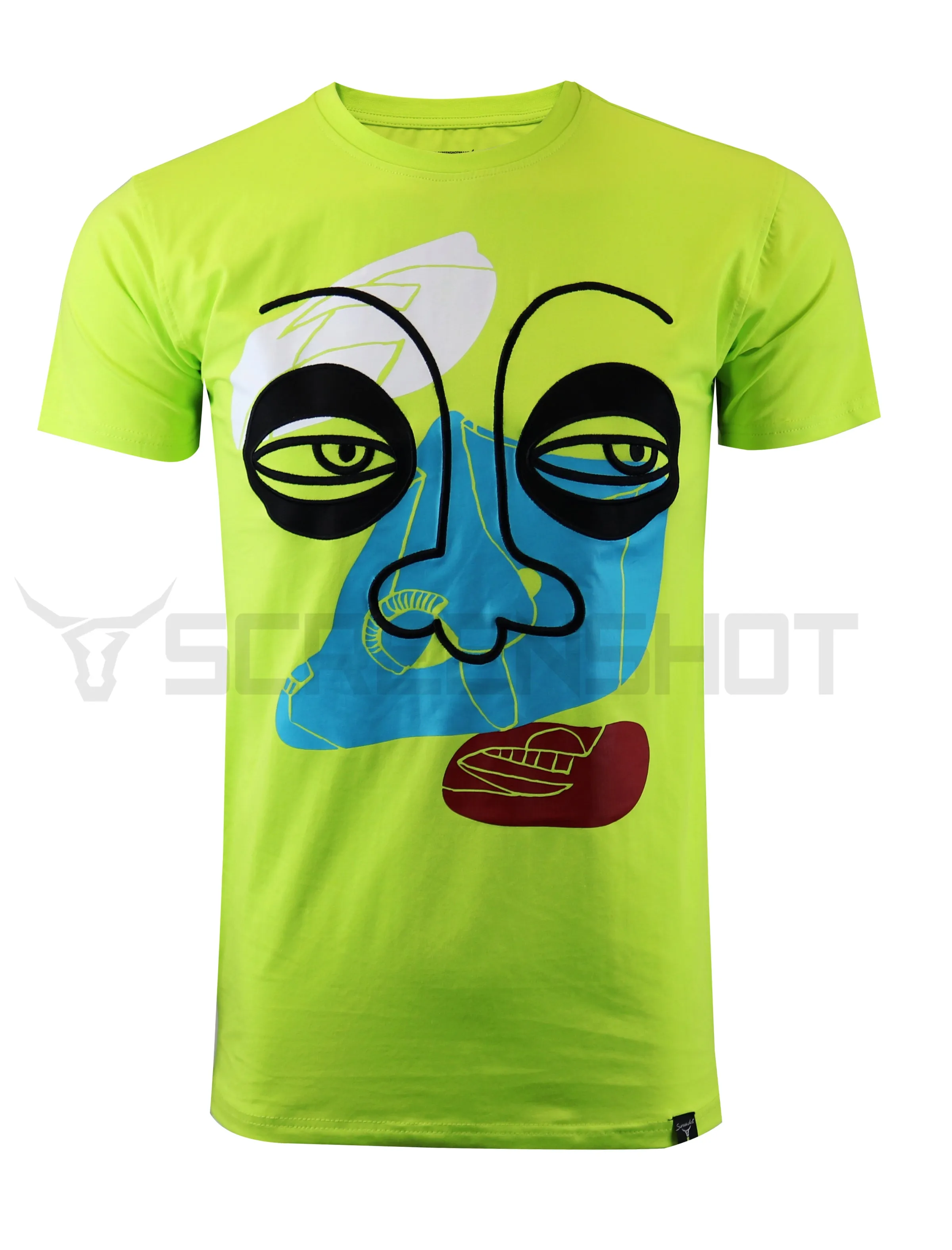 S11014-ART FACE APPLIQUE PREMIUM T-SHIRTS  (NEON YELLOW)