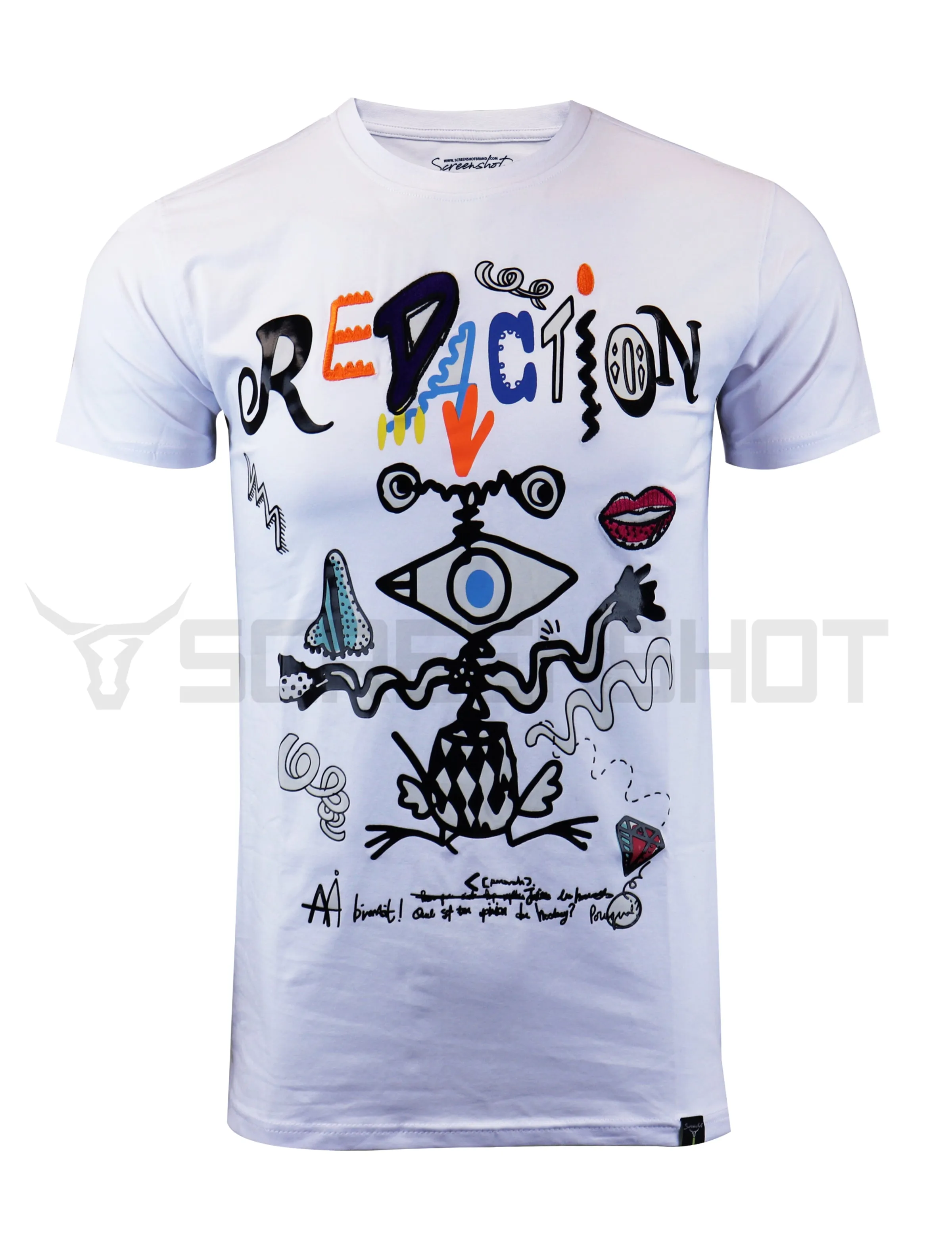 S11016-REDACTION PATCHWORK PREMIUM T-SHIRTS (WHITE)