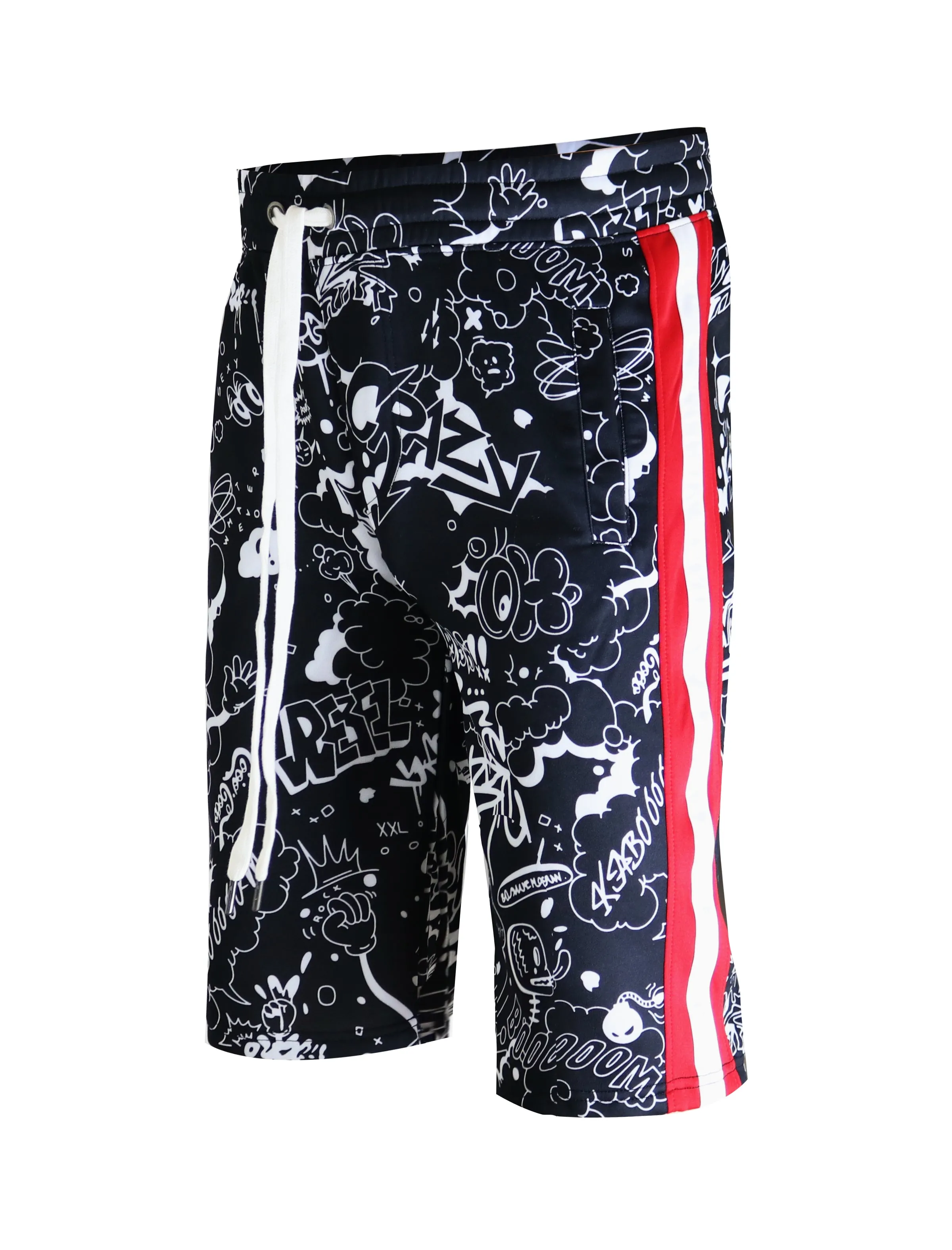 S91701-FASHION TRACK SHORTS (BLACK)