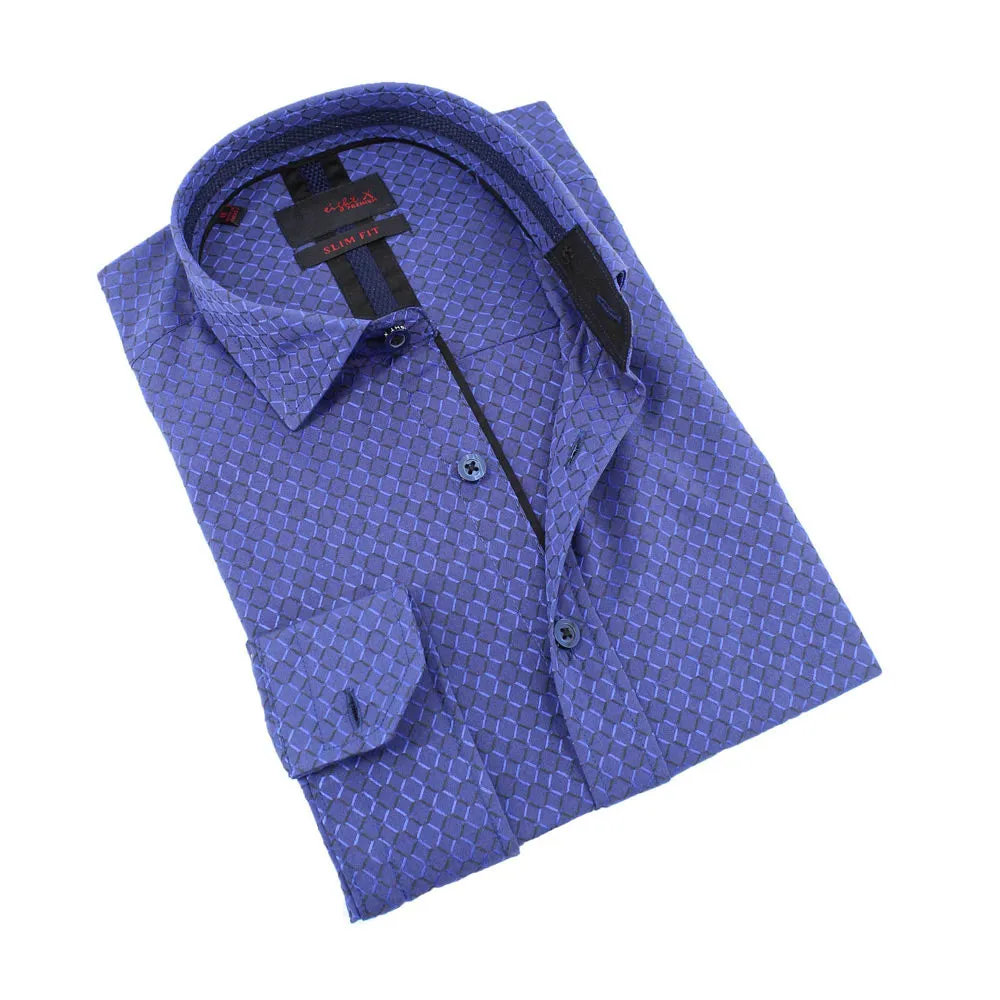 Sax Design Button Down Jacquard Shirt