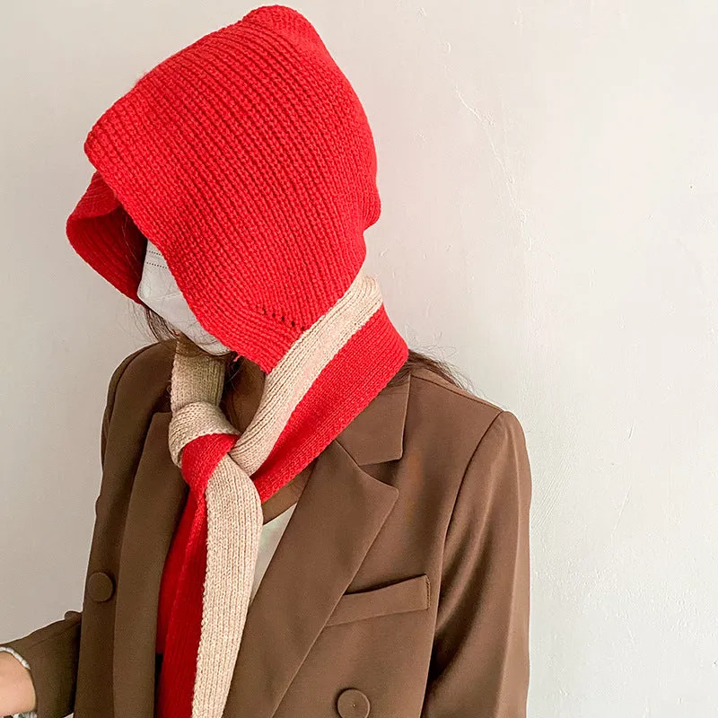 Schoolgirl Color Matching Cute Hat And Scarf