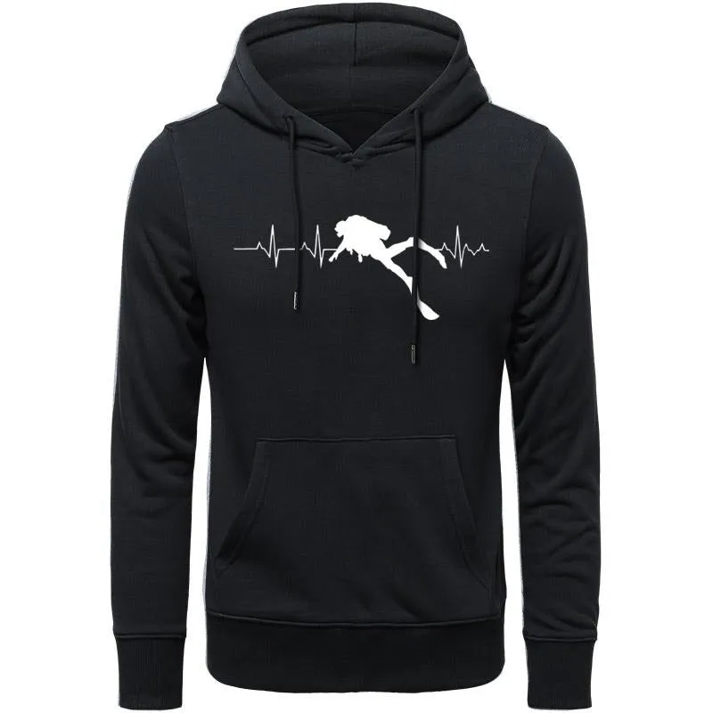 Scuba diving Hoodie for Men | Scuba Dive Heart Beat