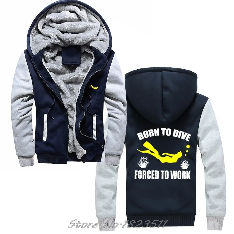 Scuba diving Hoodie Men | Born To Dive, Forced To Work