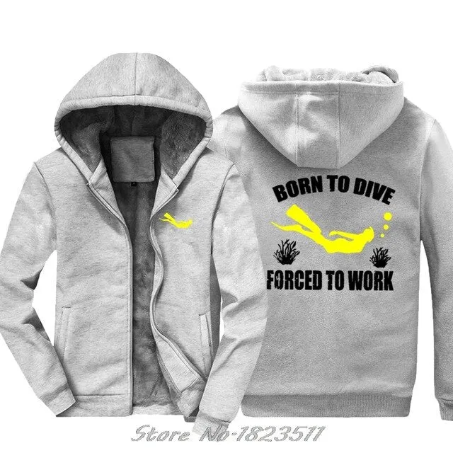 Scuba diving Hoodie Men | Born To Dive, Forced To Work