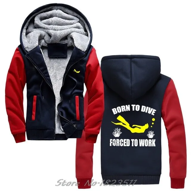 Scuba diving Hoodie Men | Born To Dive, Forced To Work