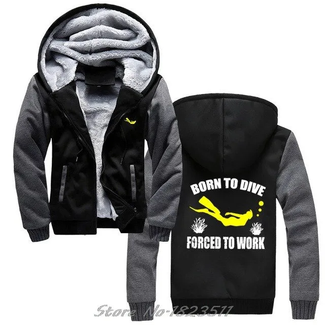 Scuba diving Hoodie Men | Born To Dive, Forced To Work