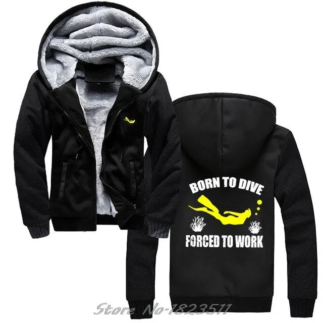 Scuba diving Hoodie Men | Born To Dive, Forced To Work