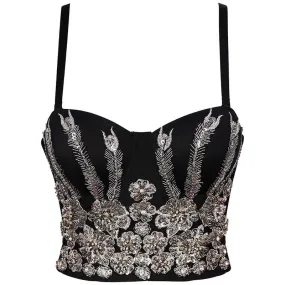 Sequin Push Up Bustier Crop Top Sexy Punk Corset Bra