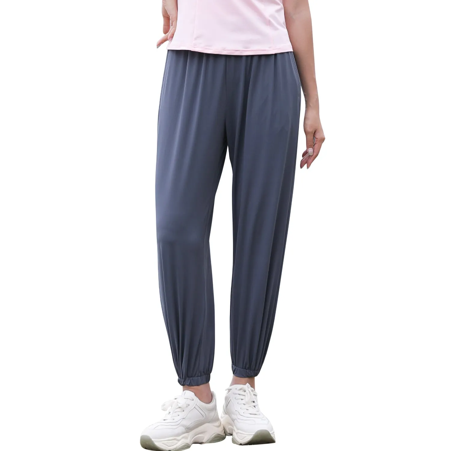 Sidiou Group Anniou UPF50  UV Protection Loose Casual Quick Dry Trousers Women's Breathable Ice Silk Pants Running Fitness Sport Wide Leg Pants