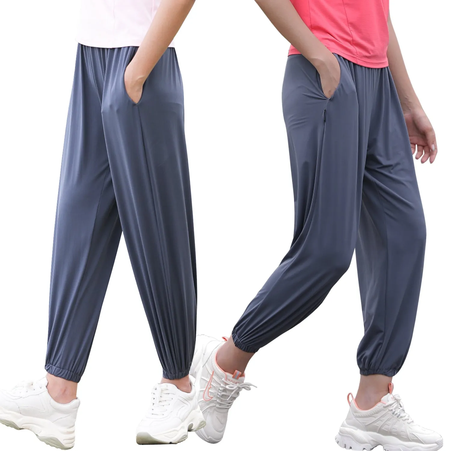 Sidiou Group Anniou UPF50  UV Protection Loose Casual Quick Dry Trousers Women's Breathable Ice Silk Pants Running Fitness Sport Wide Leg Pants