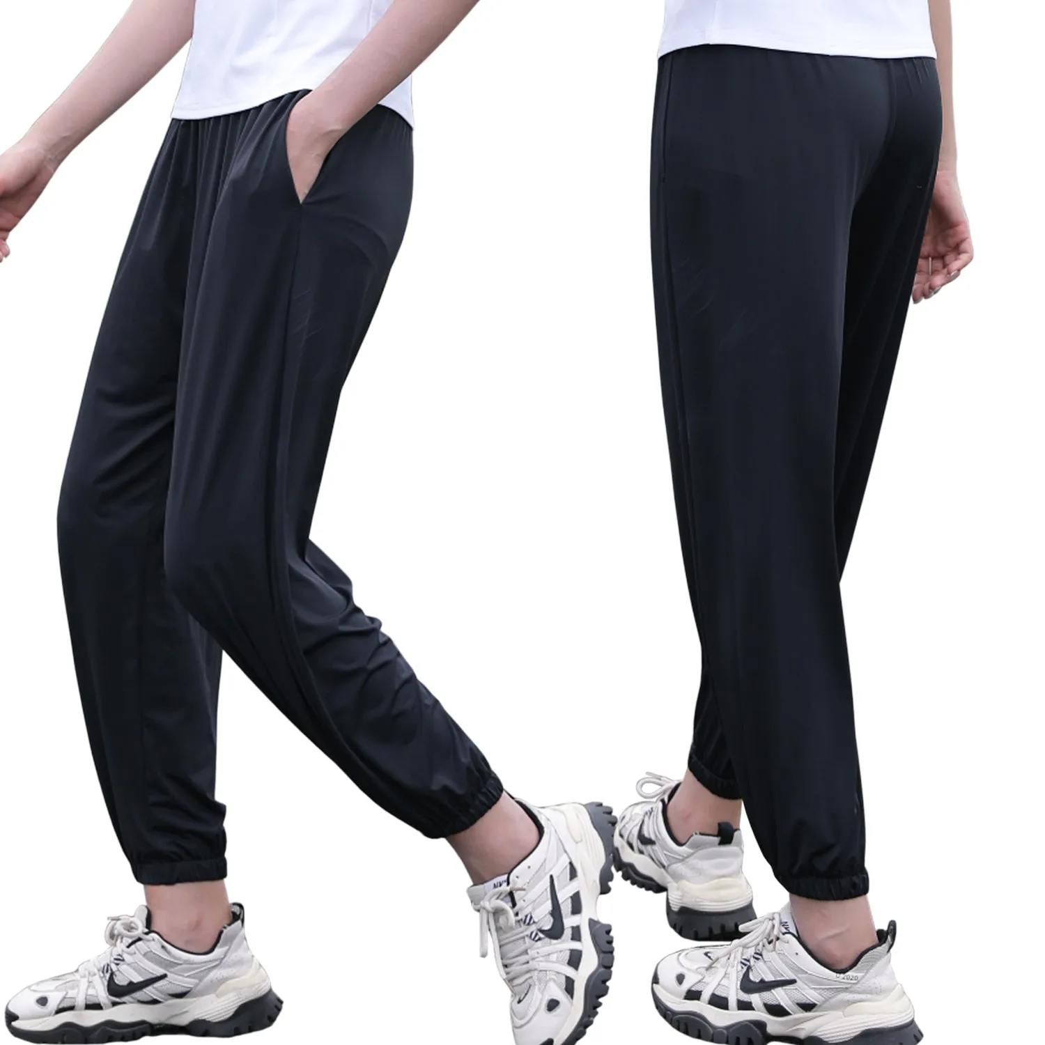 Sidiou Group Anniou UPF50  UV Protection Loose Casual Quick Dry Trousers Women's Breathable Ice Silk Pants Running Fitness Sport Wide Leg Pants