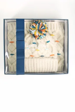 Snood Scarf & Beanie Hat Gift Set in Cream