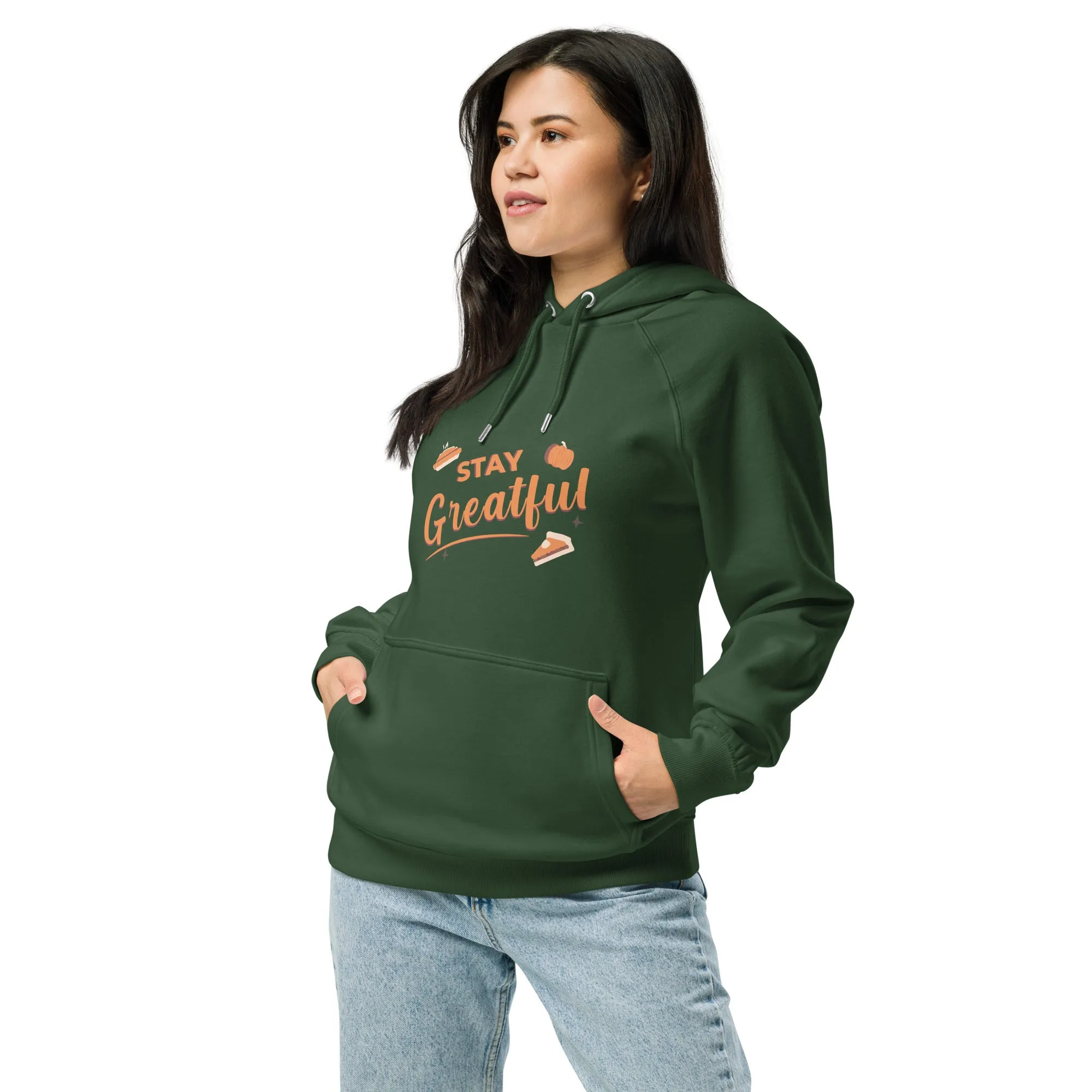 Stay Grateful Graphic Women Eco Raglan Hoodie