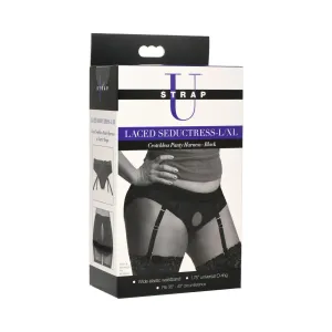 Strap U Laced Seductress Lace Crotchless Panty Harness & Garter Straps L/XL