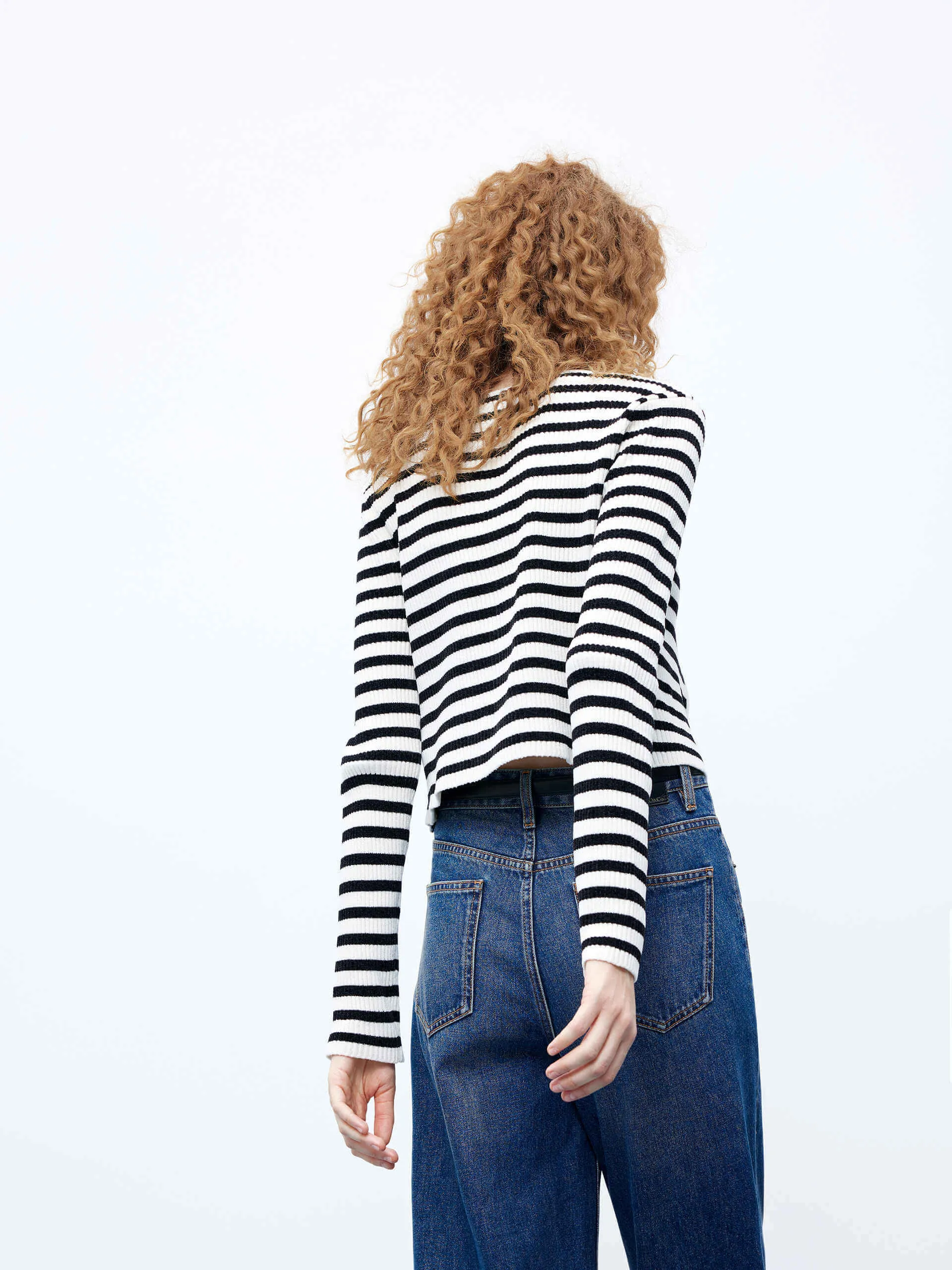 Striped Crop Cardigan Set