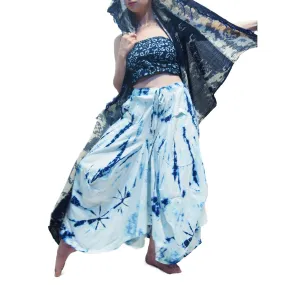 Sumba Indonesia Indigo Batik Cloth With Thai Indigo Batik Scarf And Tie Dye Parachute Skirt Blue/White 17 EACH PIECE SOLD SEPARATELY