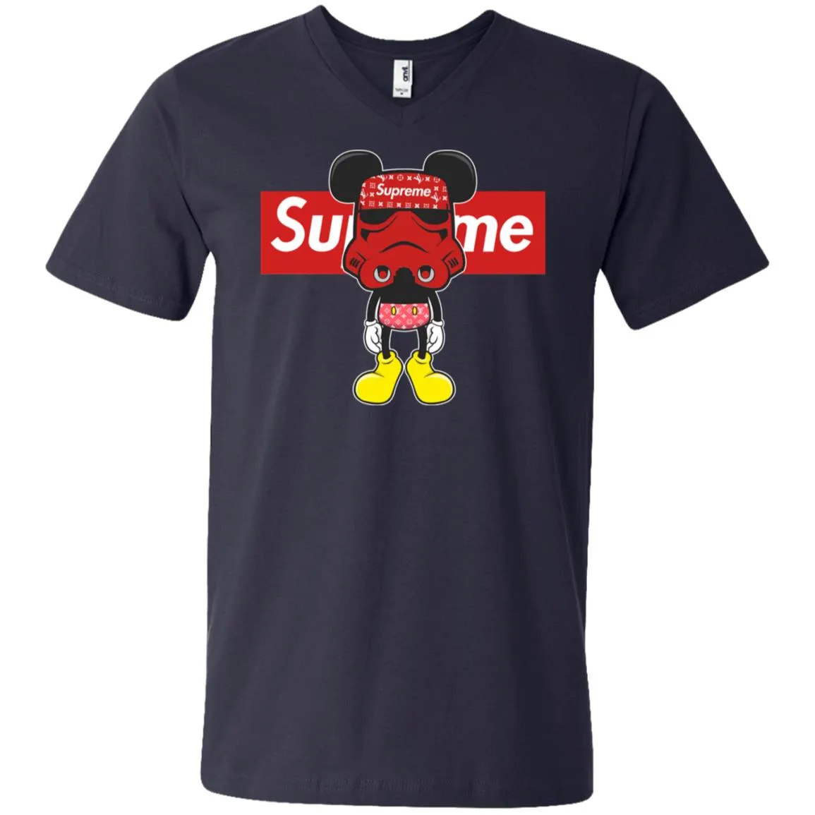 Supreme Robot Mickey Hot T-shirt Men V-Neck T-Shirt