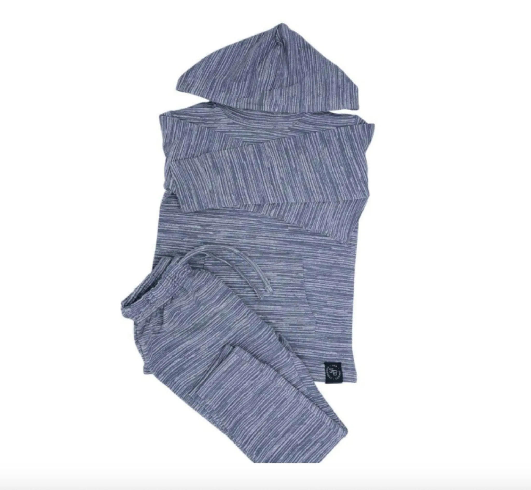 Sweet Bamboo French Terry Jogger and Hoodie Set in Charcoal Chalk Lines Pattern