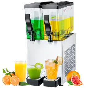 TECSPACE 110V 20L Commercial Beverage Dispenser Cold and Hot 2 Tanks 6.4 Gallon 150W Stainless Steel Fruit Juice Beverage Machine