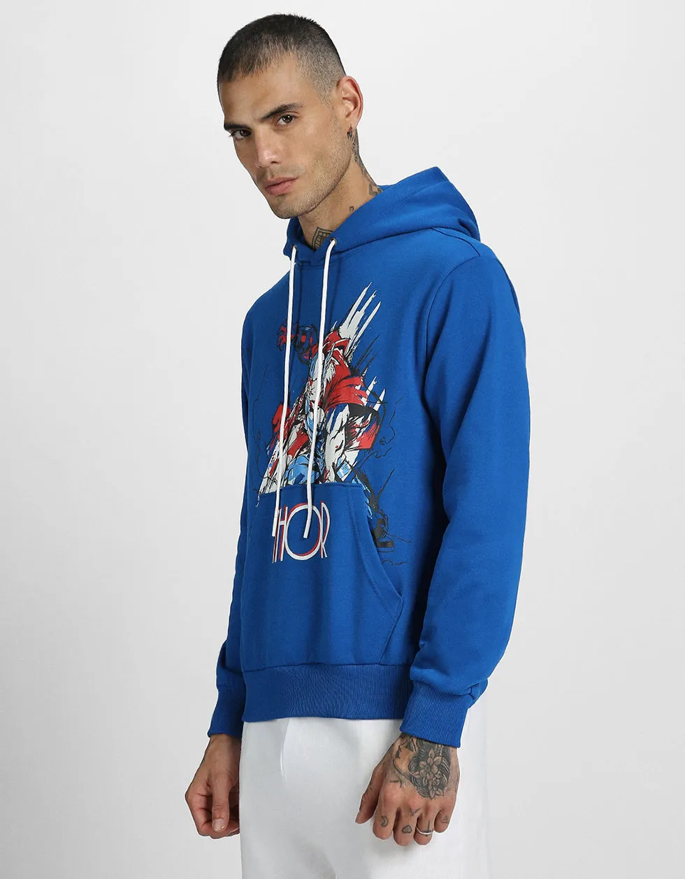 Thor Blue Front Graphic Printed Hoodie