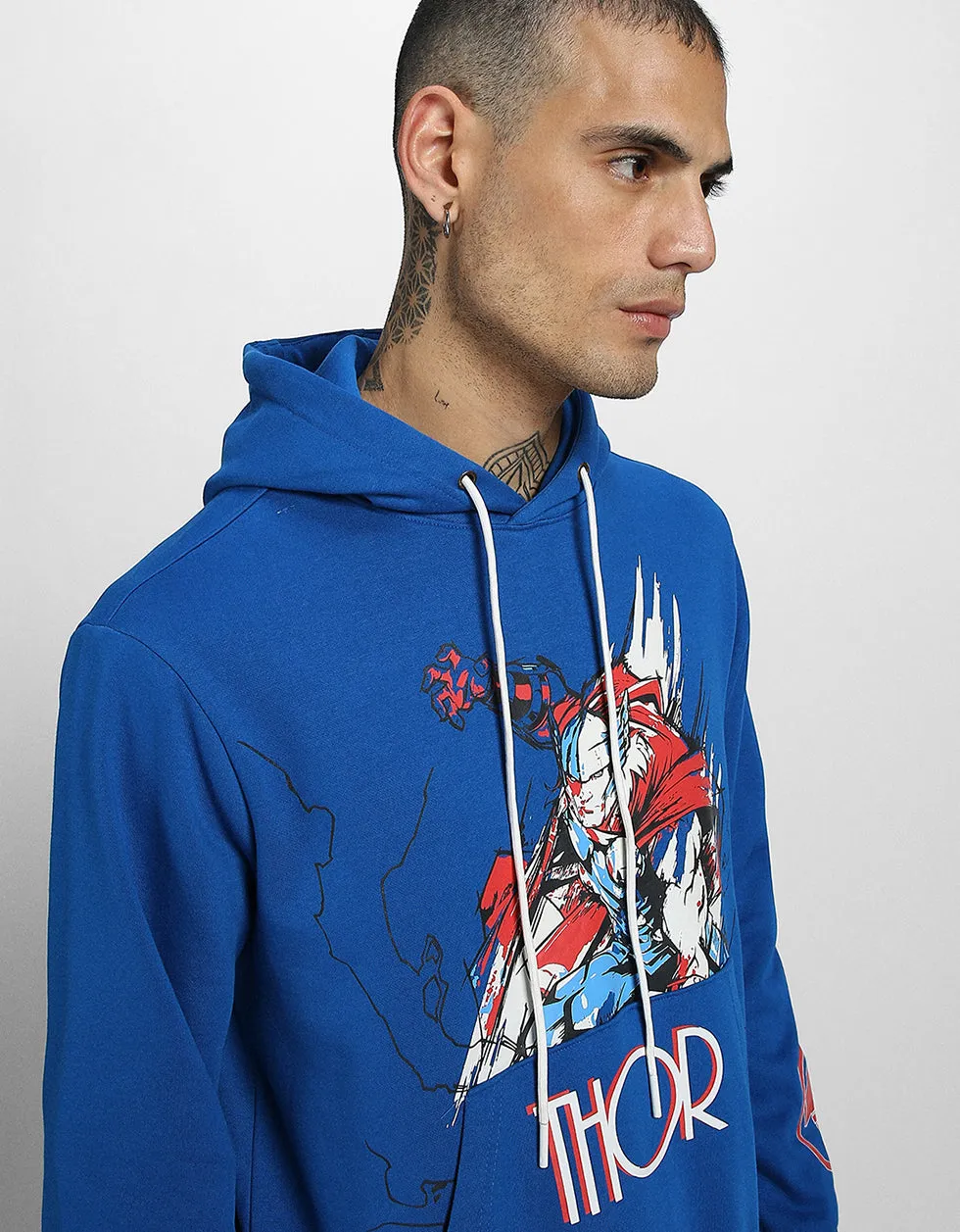 Thor Blue Front Graphic Printed Hoodie