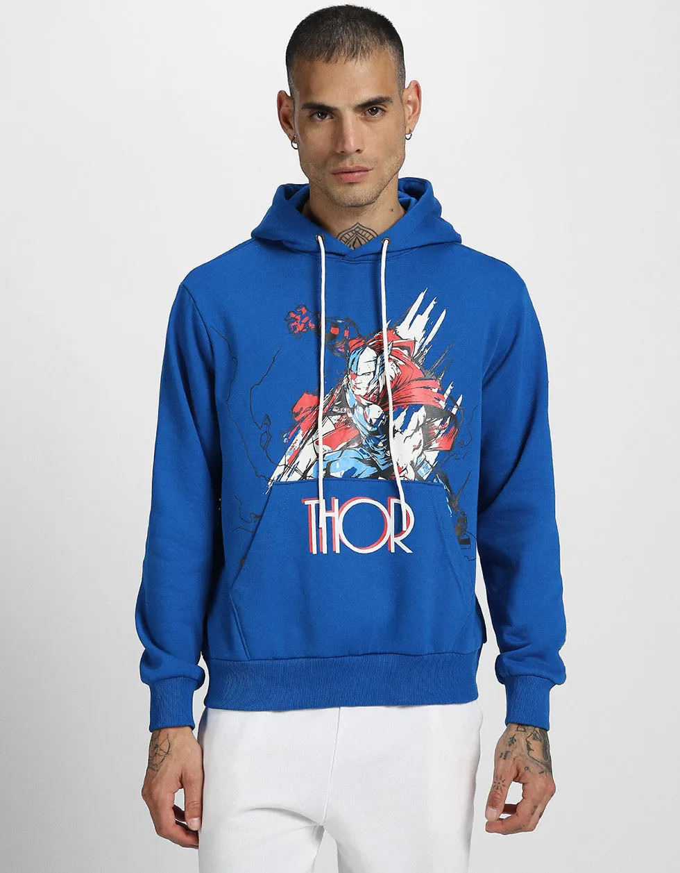 Thor Blue Front Graphic Printed Hoodie