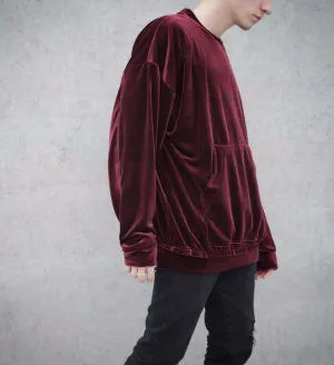 Velvet Raw Edge Velvet 80's Sweater Oversized Fit Dropped Shoulder