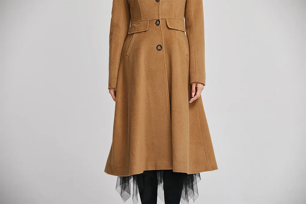 warm winter coat for women with single breasted and pockets 2251