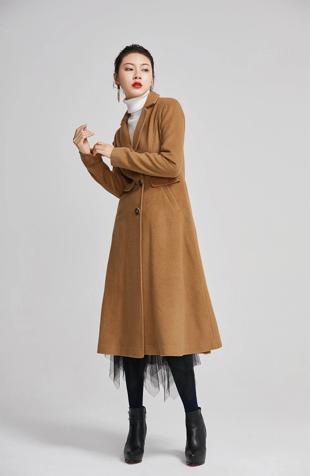 warm winter coat for women with single breasted and pockets 2251