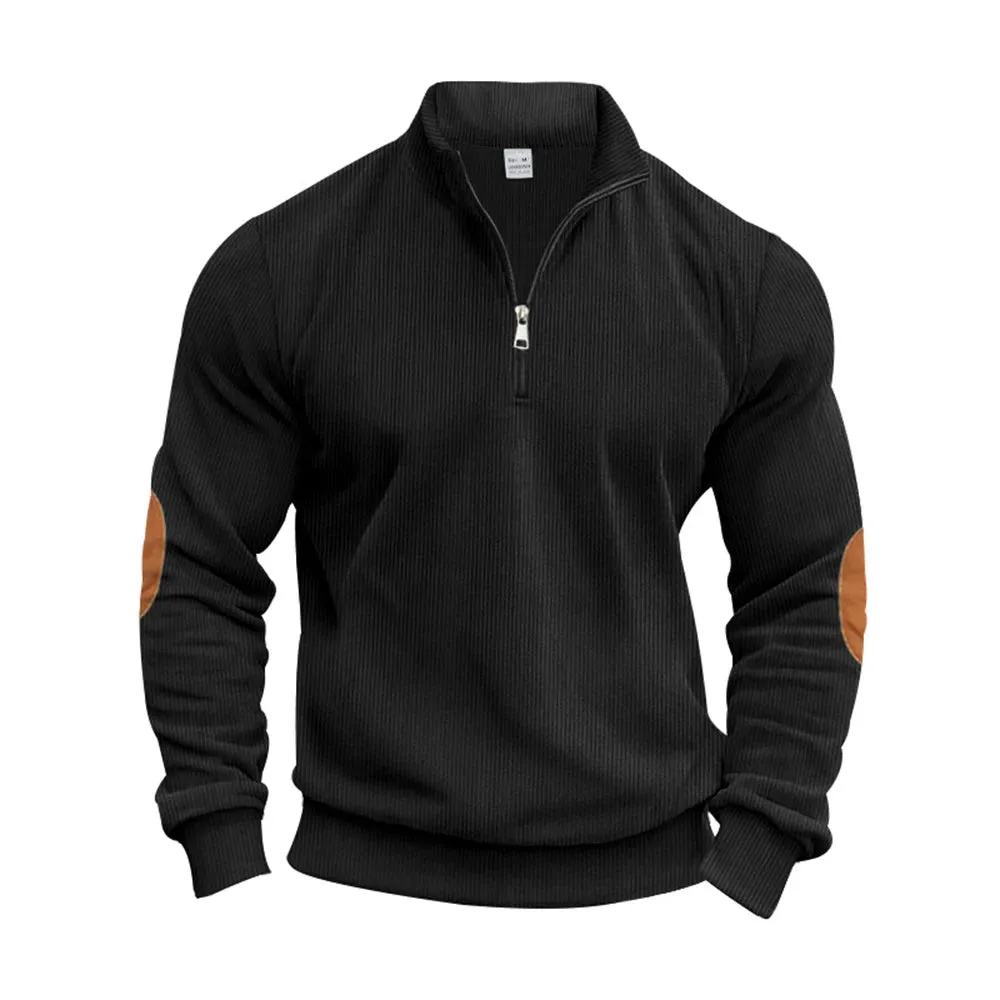 Wiaofellas  -  Mens Hoodie Half Zipper Corduroy Long Sleeved Sweatshirt Autumn Casual Gym Sports Versatile Jogging Hommes Baggy Hoodie Clothing