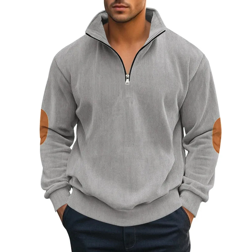 Wiaofellas  -  Mens Hoodie Half Zipper Corduroy Long Sleeved Sweatshirt Autumn Casual Gym Sports Versatile Jogging Hommes Baggy Hoodie Clothing