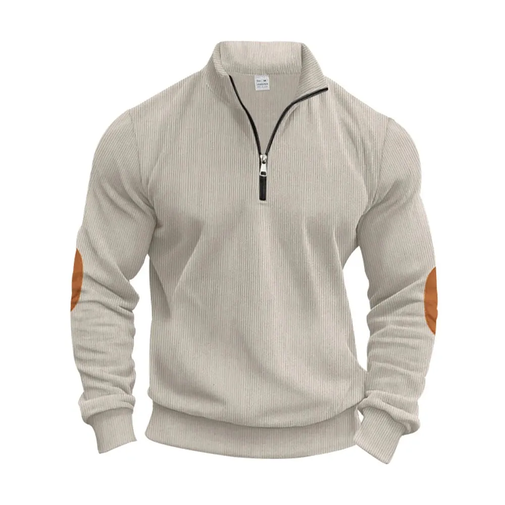 Wiaofellas  -  Mens Hoodie Half Zipper Corduroy Long Sleeved Sweatshirt Autumn Casual Gym Sports Versatile Jogging Hommes Baggy Hoodie Clothing