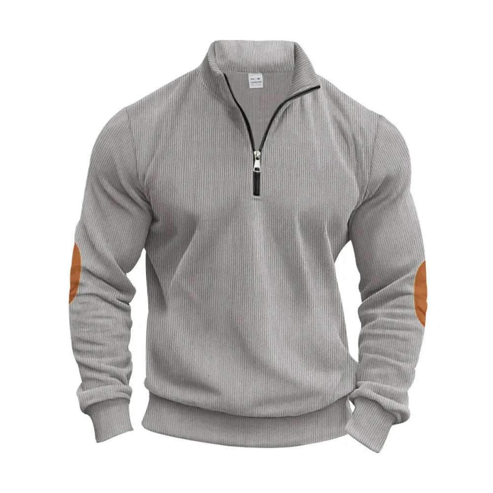 Wiaofellas  -  Mens Hoodie Half Zipper Corduroy Long Sleeved Sweatshirt Autumn Casual Gym Sports Versatile Jogging Hommes Baggy Hoodie Clothing