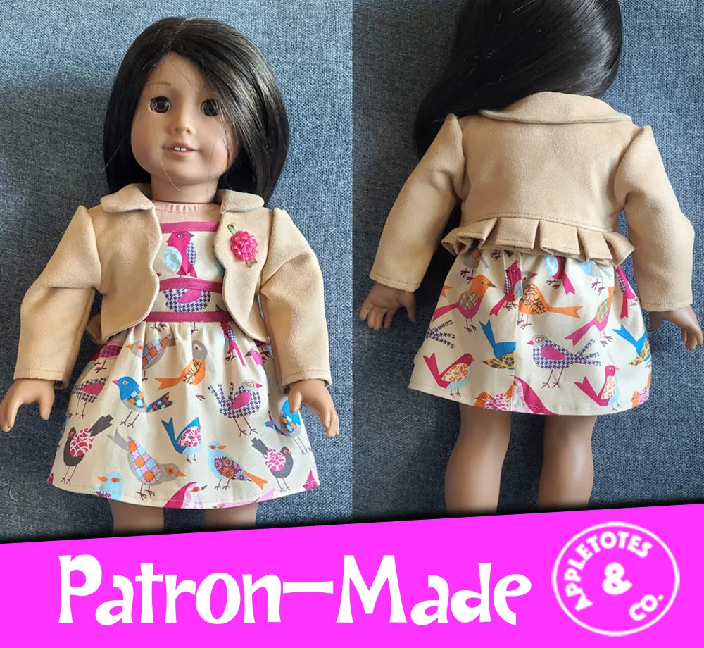 Willow Cropped Jacket 18 Inch Doll Sewing Pattern