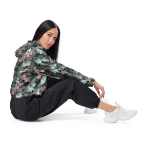 Women’s Cropped Windbreaker in J'Adore Paris Bella Roses Floral Print | Pinup Couture