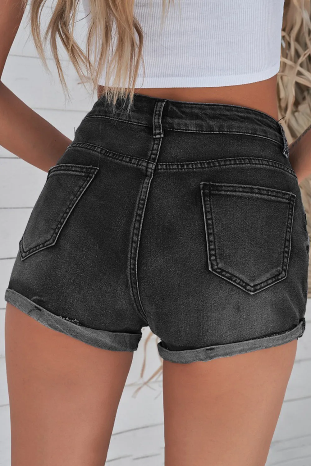 Women's Denim Shorts Summer Mid Rise Distressed Jean Shorts