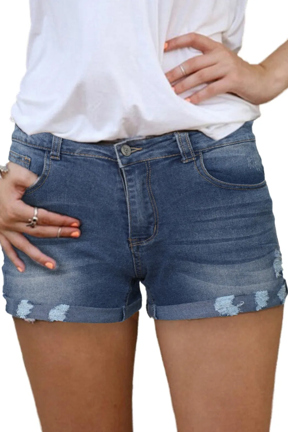 Women's Denim Shorts Summer Mid Rise Distressed Jean Shorts